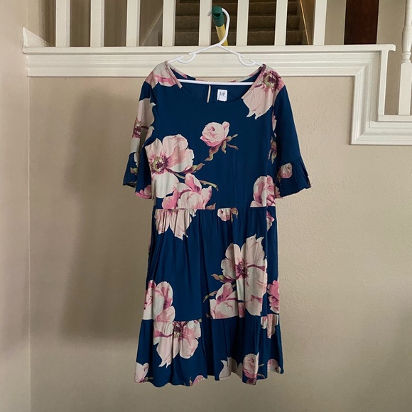 GAP Other - Girls Floral Blue Dress with Pink Flowers - Size L